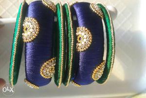 Manjiri Arts- Blue and green coloured bangles set