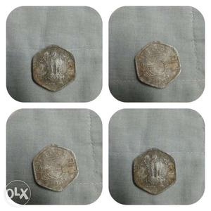 Old Indian coin of 3 paisa 