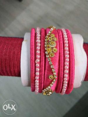 Pink silk thread bangles (2.6)