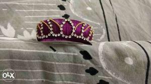 Purple And Diamond Embellished Silk Thread Bangle