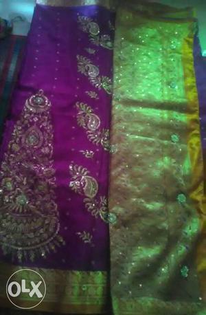 Purple and golden saari