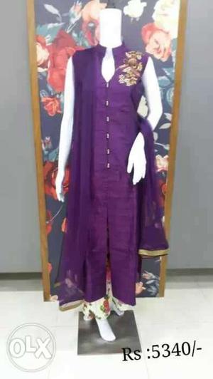 Purple party wear churidhar with sleave..not used..