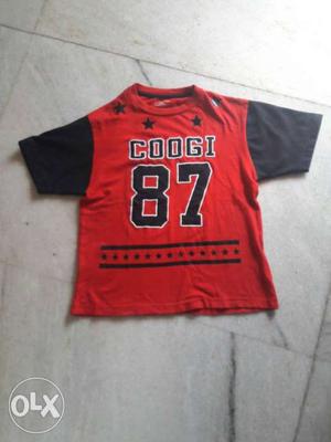 Red And Black Coogi 87 Print Crew Neck Short Sleeve Shirt