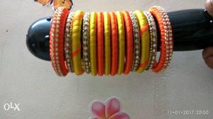Silk thread orange family bangles