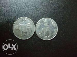 Silver 25 Paise Coin Indian