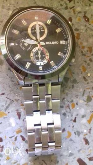 Silver Link Bracelet Boleno Round Chronograph Watch