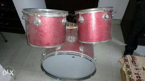 Three Red, White And Gray Drums