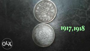 Two One India Quarter Anan Silver Coins