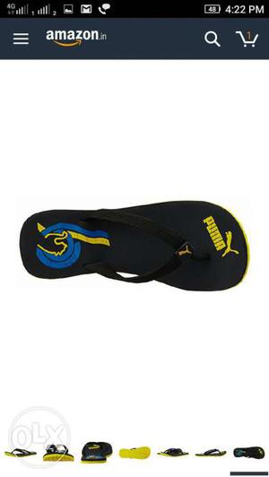 Yellow And Black Puma Flip Flops