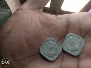  and  paise. old Indian coins for