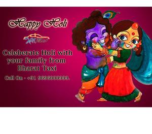 Best Wishes for Holi with car rental services- Bharat Taxi