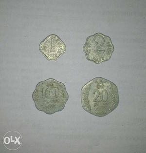 Four Silver Paise Coins