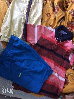 2 shorts and 1 t-shirt in good condition.