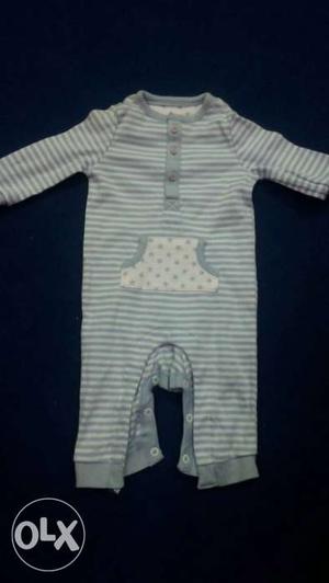 Baby's Gray And White Striped Sleepers