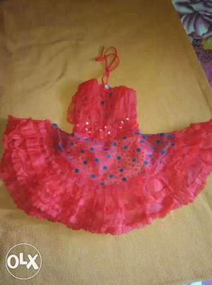 Beautiful red frock for kids of 2-3 years old