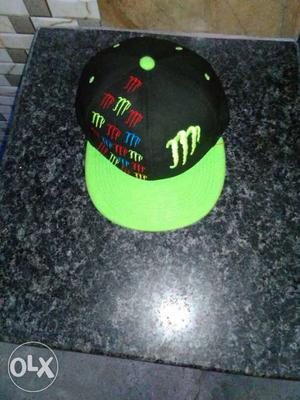 Black And Green Monster Printed Cap