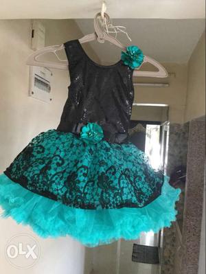 Black & Green frill frock 4 years