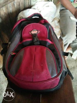 Black, Grey, And Red Backpack