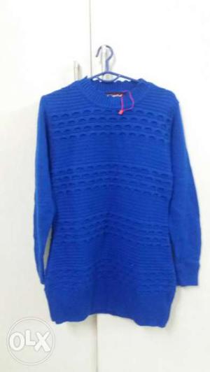 Brand New Fresh Blue Color Sweater U neck.For Girls