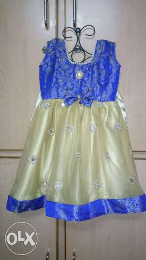 Brand new blue and gold colour netted frock 24