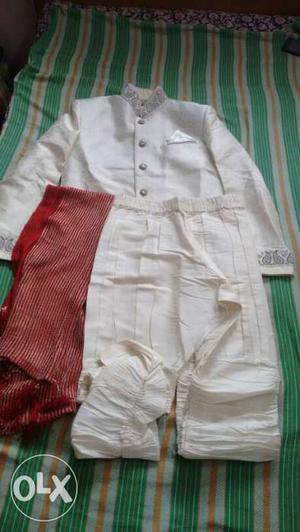Children's White And Red Formal Suit