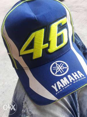 Embroidered Blue, White, And Yellow Yamaha Cap
