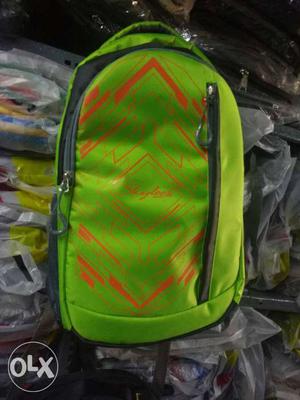 Green And Orange Zip Backpack