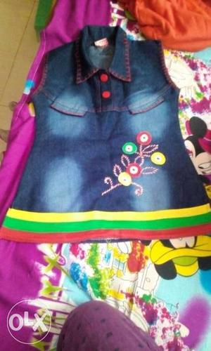 Kid's short A line jeans frock