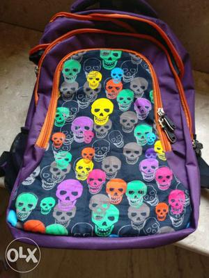 New School / college bag, nylon material purple