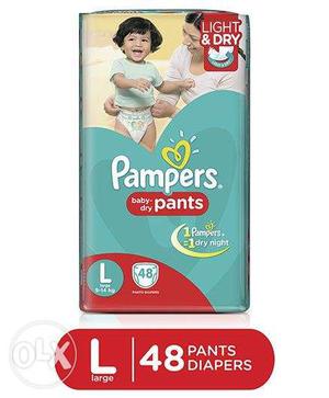 Pampers pants large 48 pcs pack. mrp 699.