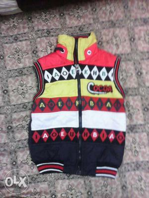 Red, Yellow, And Black Zip-up Vest