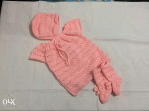 Toddler's Pink Knit Shirt And Cap