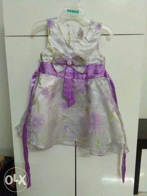 Toddler's White And Purple Floral Dress