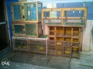 6 wooden cages suitable for hens, pigeons and