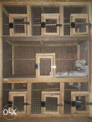 Brown And Grey Metal Pet Cage