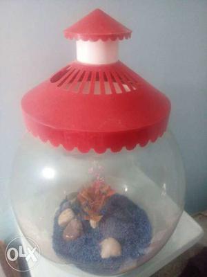 Circle Shape Aquarium for fish.with sand and