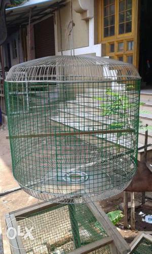 Grey And Green Steel Pet Cage