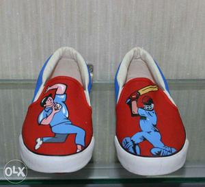 BRAND NEW Cricket hand painted shoes size UK 4 (24 cms)