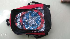 Black And Red Floral Backpack