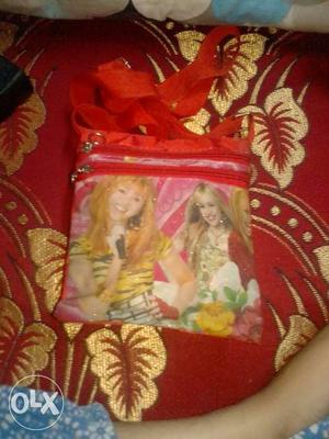 Little girls bag,red colour, Barbie design,good