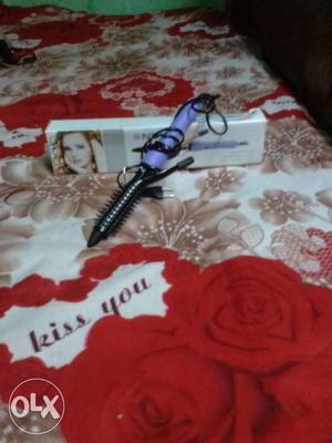 Purple And Silver Hair Curler Iron With Box