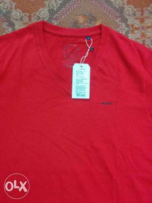Red V-neck Shirt