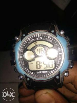 Round Blue Digital Watch