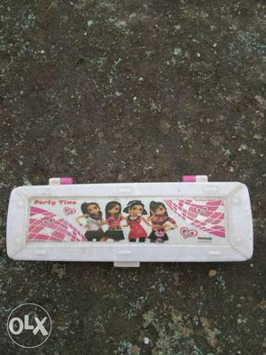 White And Pink Party Time Themed Pencil Case