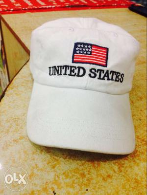 White United States Embroidered Baseball Cap