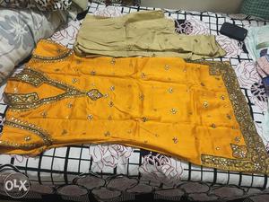 Yellow silk chudidaar suit with duppata