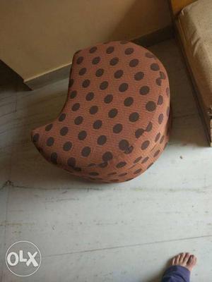Black And Brown Fabric Padded Ottoman