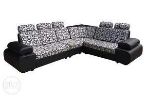 Black And Gray Leather Sectional Couch