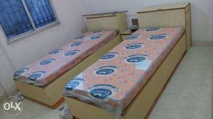 Box double bed with sagvan wooden frame + side or