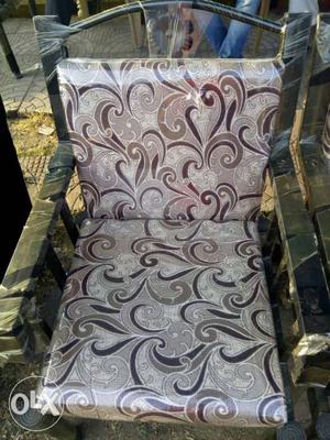 Brown And Black Floral Padded Armchair